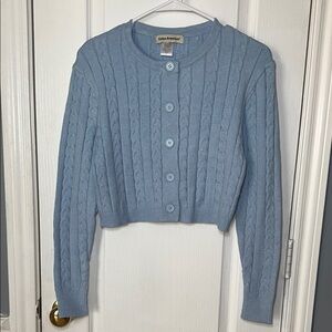 Cotton Emporium crop button down sweater size small Color‎ blue